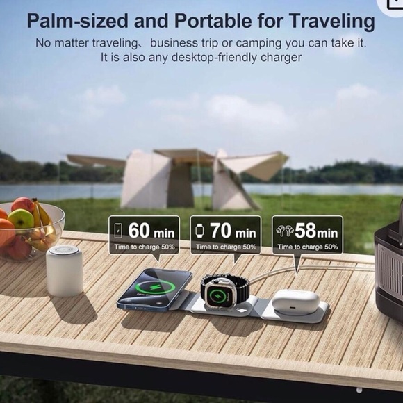 NWT- 3 and 1 Portable Magnetic Wireless Charger - Picture 3 of 4